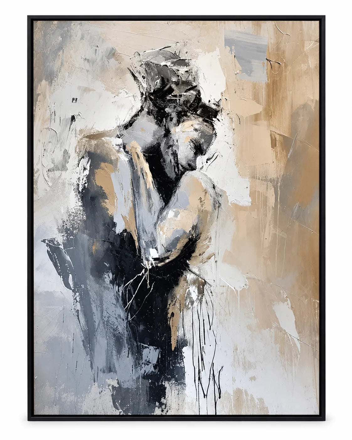 Gilded Muse abstract portrait shown in a black frame