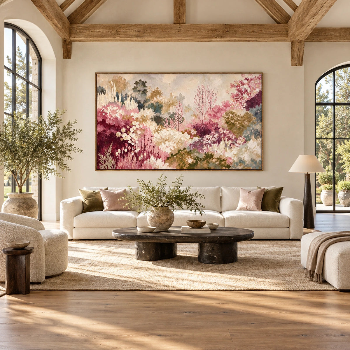 Blush Woodland Meadow Wall Art — interior room setting 1