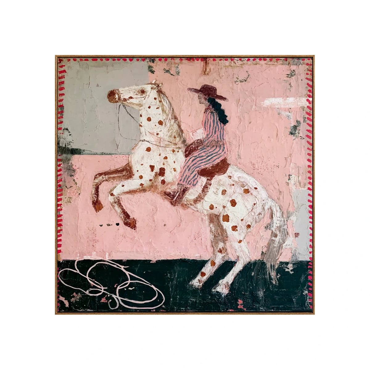 Rose Rodeo Wall Art β full artwork in a natural wood frame