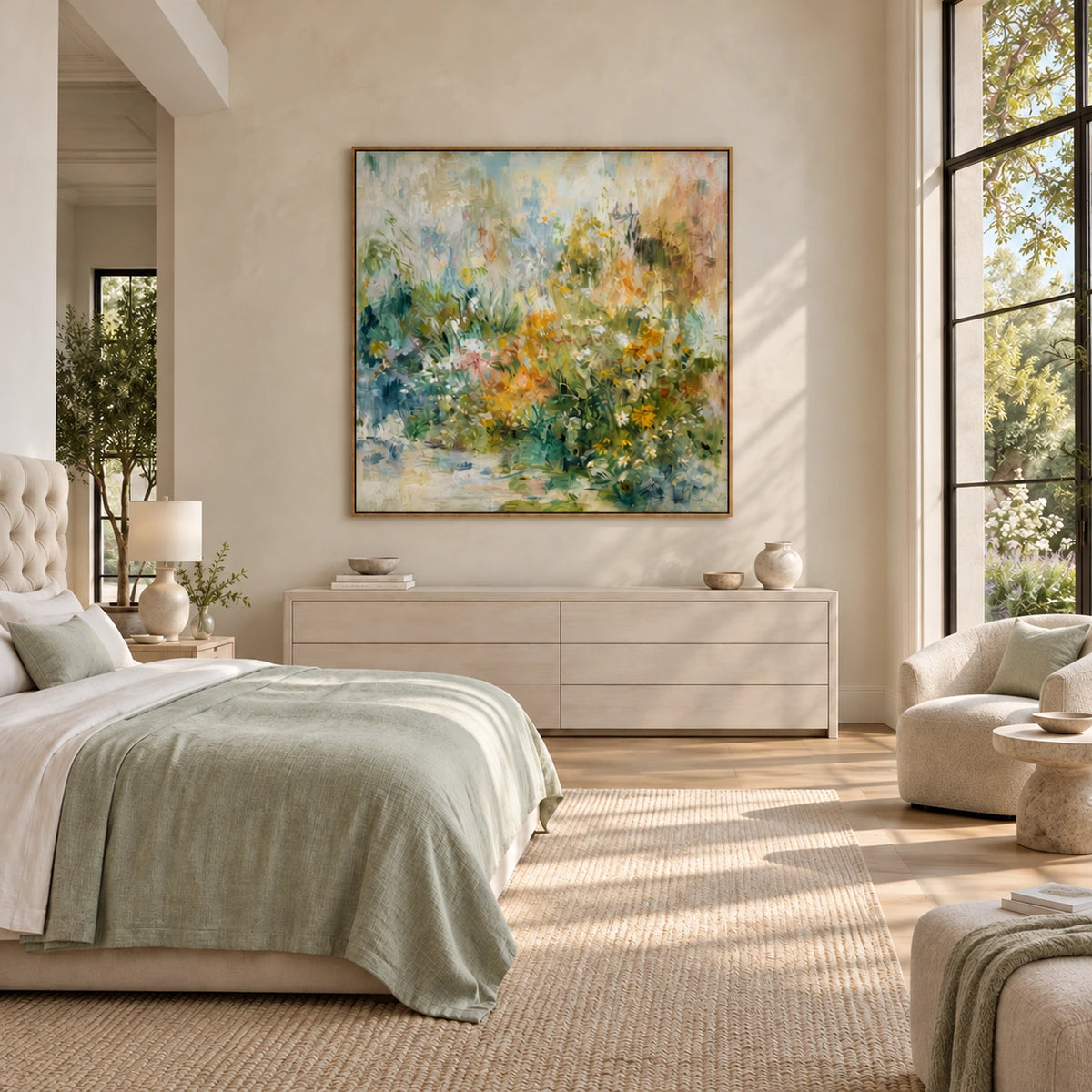 Morning Garden Haze Wall Art β interior room setting 1
