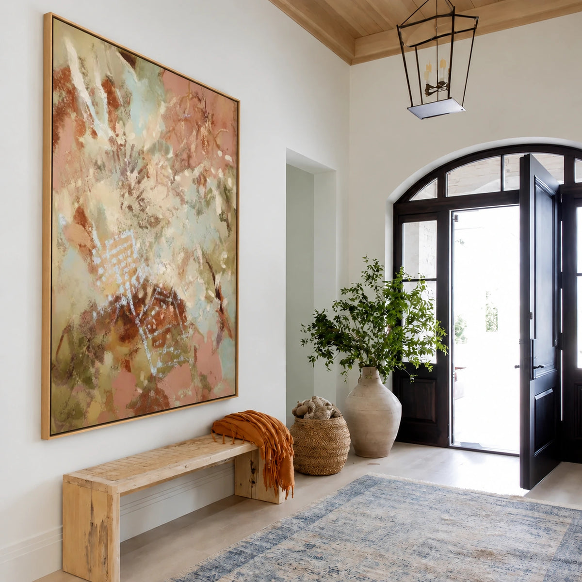 Peach Mist Botanicals Wall Art β interior room setting 2