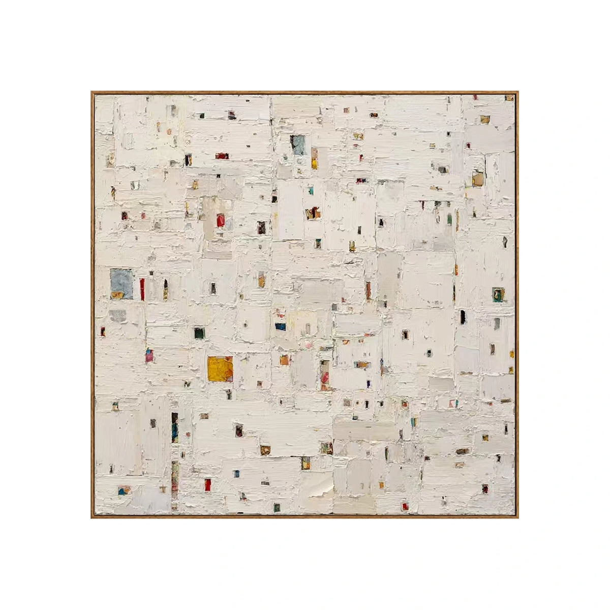 Quiet Mosaic Marks Wall Art β full artwork in a natural wood frame