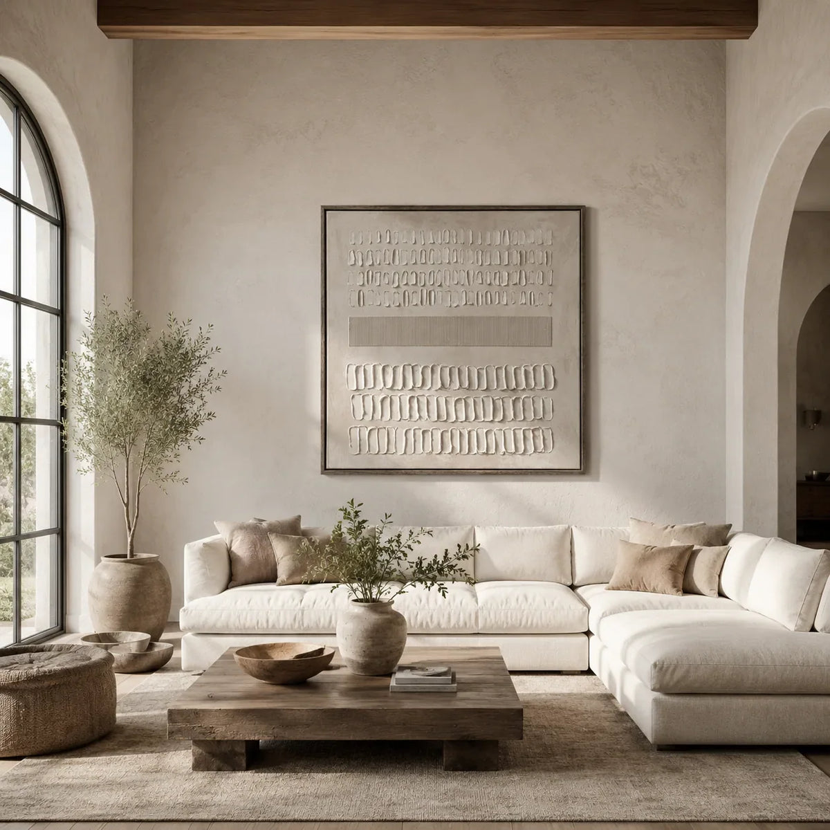 Quiet Marks Textured Wall Art styled in a modern living room | Olyrel