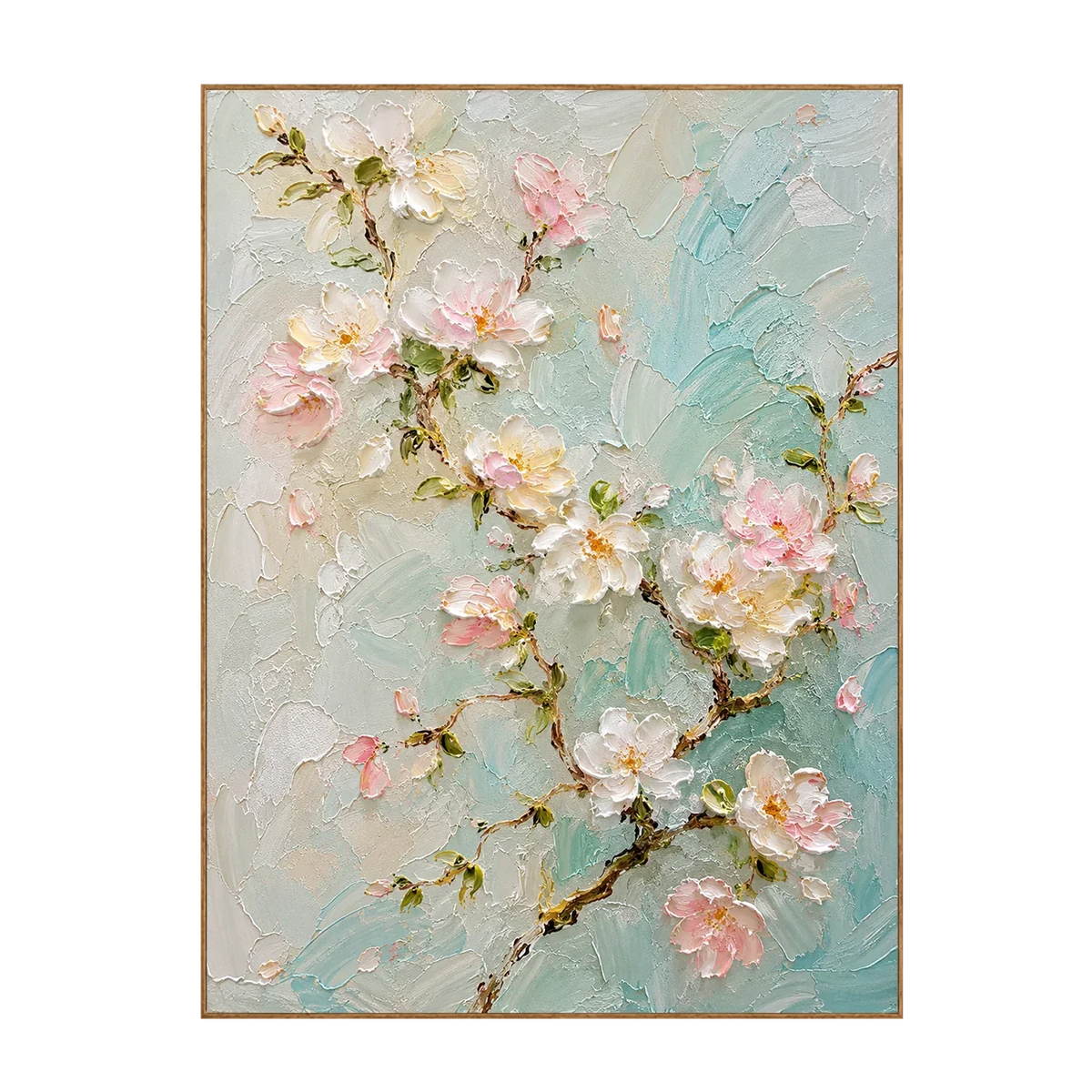 Aqua Blossom Floral Wall Art | Olyrel