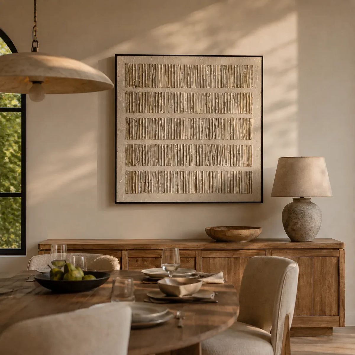 Folded Lines Textured Wall Art displayed in a collected studio setting | Olyrel
