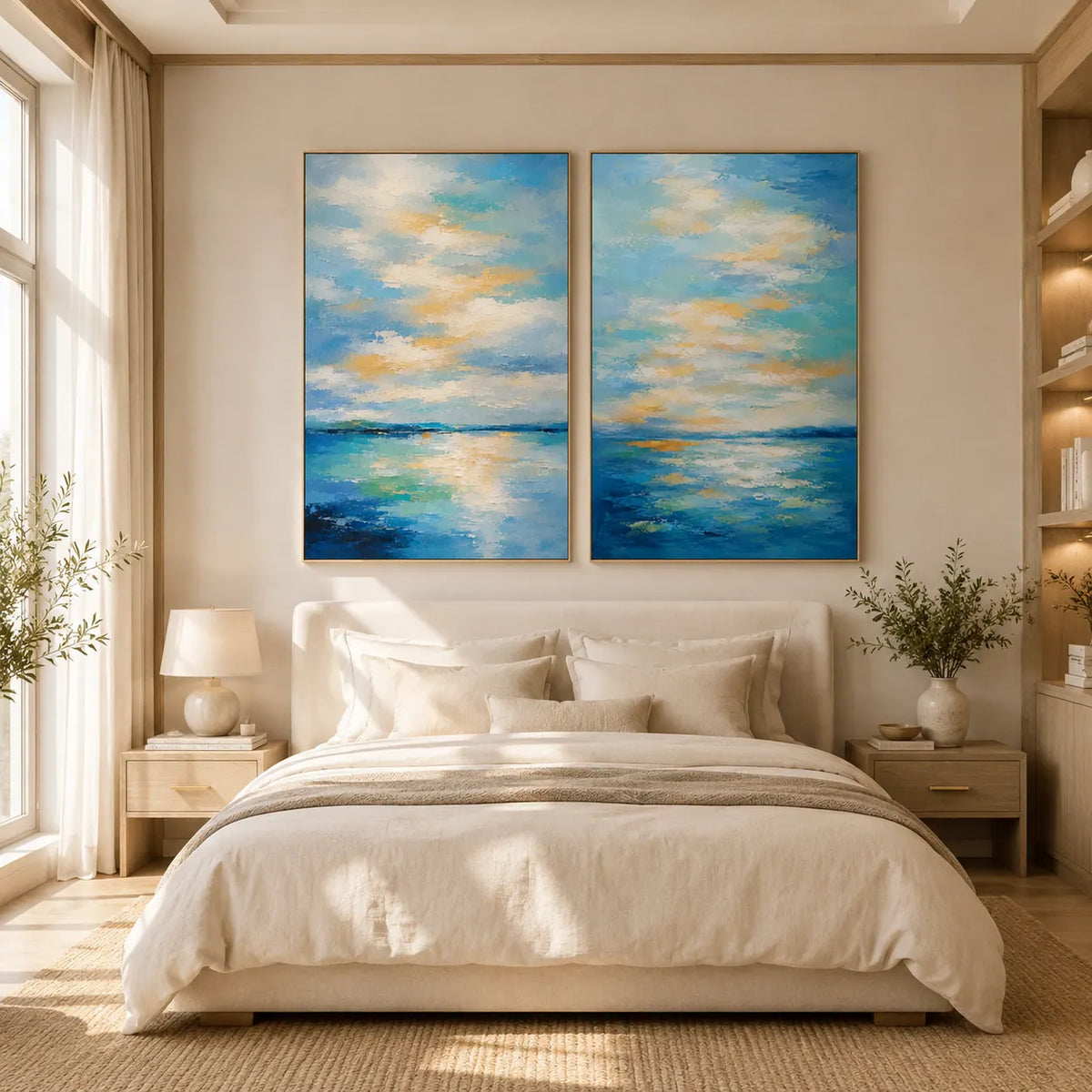 Azure Tide Diptych Wall Art room scene 3 | Olyrel