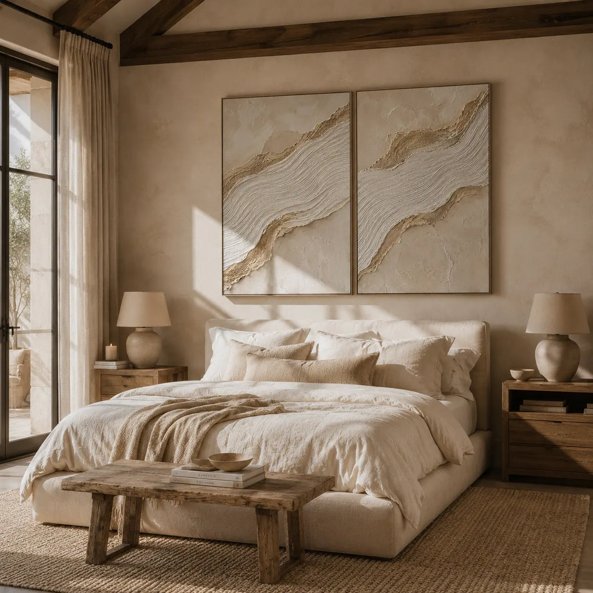 Gilded Wave Diptych Wall Art room scene 3 | Olyrel