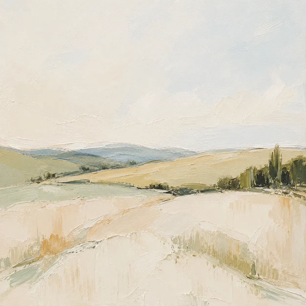 Pale Meadow Landscape Wall Art room scene 1 | Olyrel