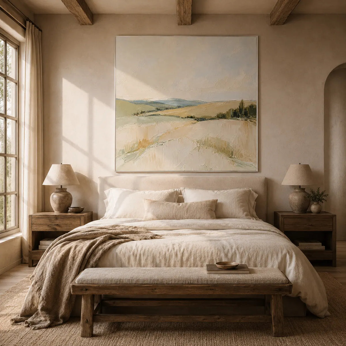 Pale Meadow Landscape Wall Art room scene 5 | Olyrel