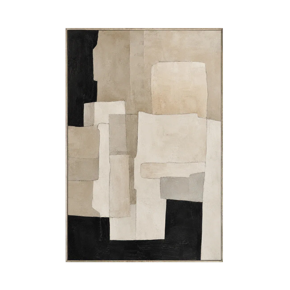 Ecru Blocks Abstract Wall Art | Olyrel