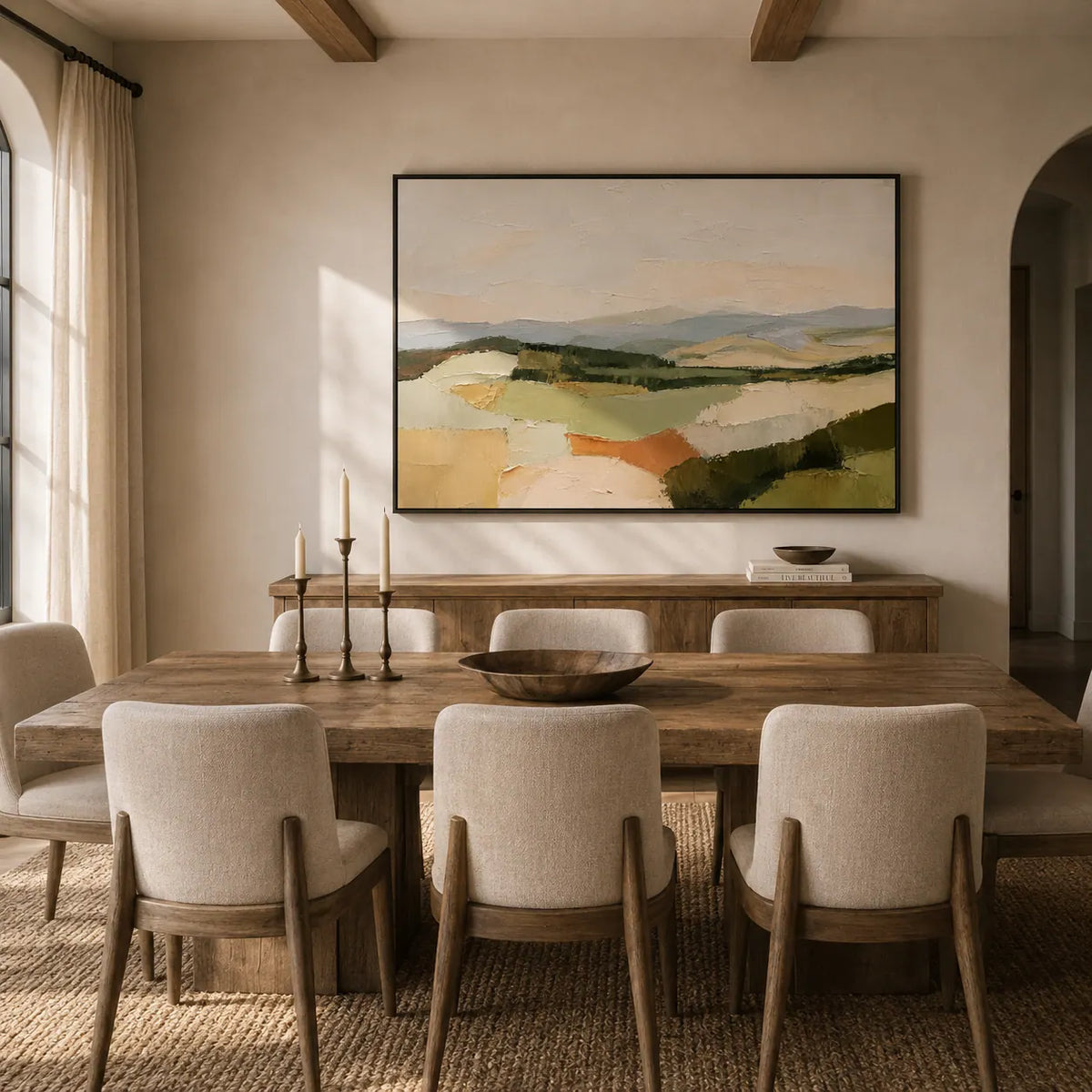 Patchwork Hills Landscape Wall Art room scene 2 | Olyrel