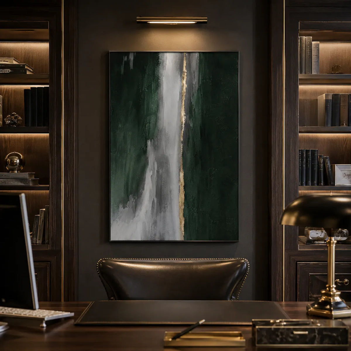 Verdant Cascade Abstract Wall Art room scene 2 | Olyrel