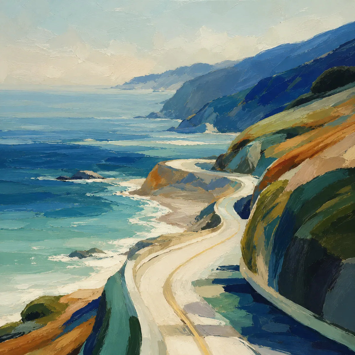 Coastal Road Landscape Wall Art room scene 1 | Olyrel