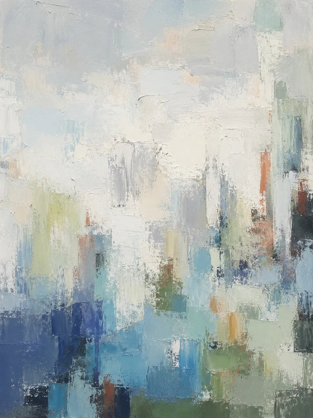 Blue Mistfall Abstract Wall Art room scene 1 | Olyrel