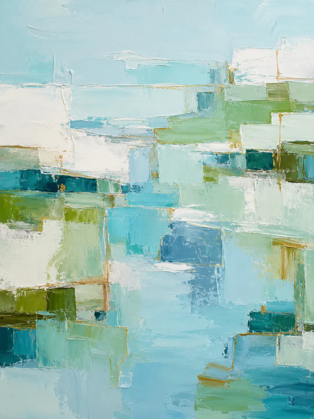 Aqua Passage Abstract Wall Art room scene 1 | Olyrel