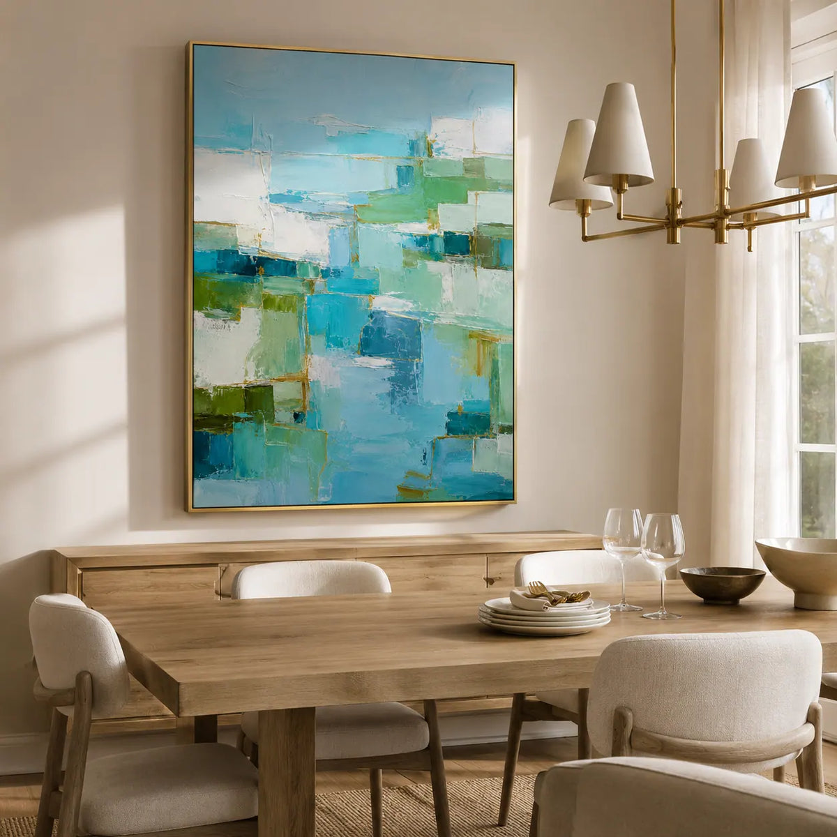 Aqua Passage Abstract Wall Art room scene 5 | Olyrel