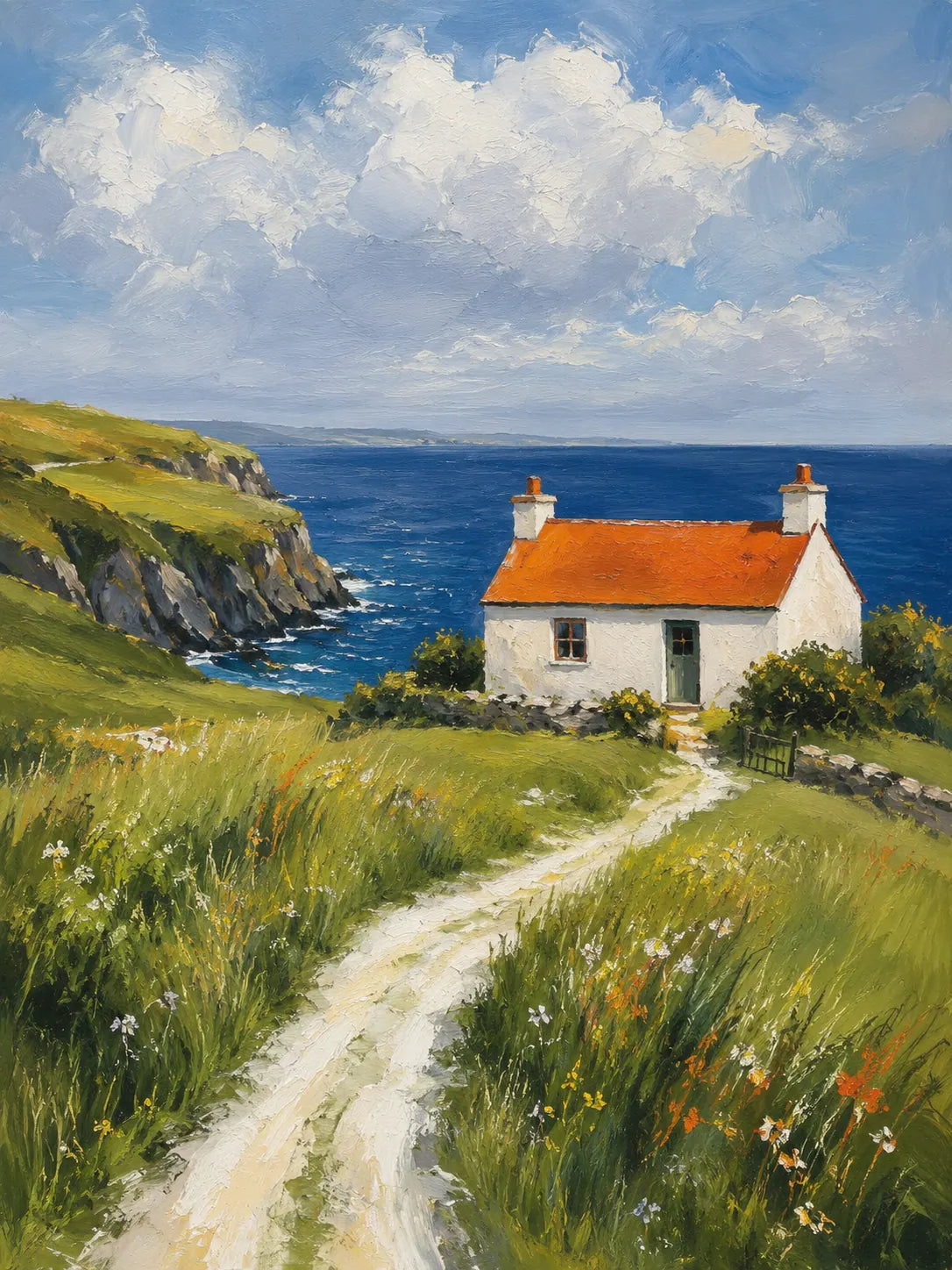 Hill Cottage Landscape Wall Art room scene 1 | Olyrel