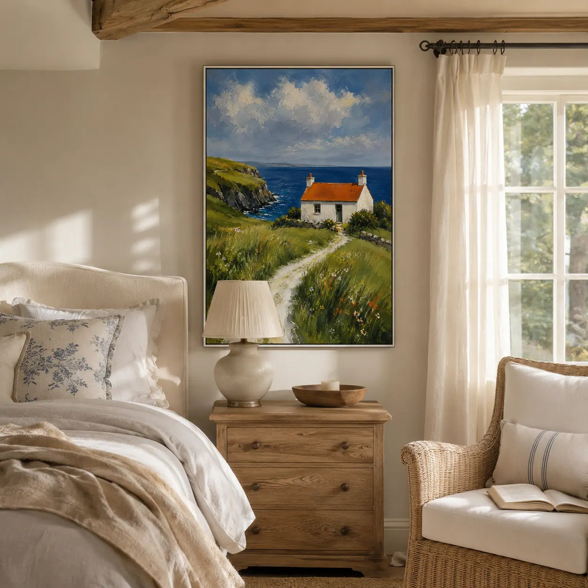 Hill Cottage Landscape Wall Art room scene 3 | Olyrel