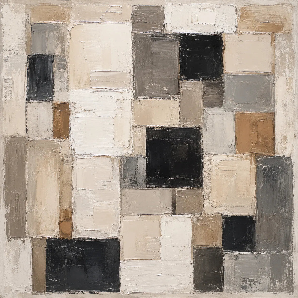 Neutral Mosaic Abstract Wall Art room scene 1 | Olyrel
