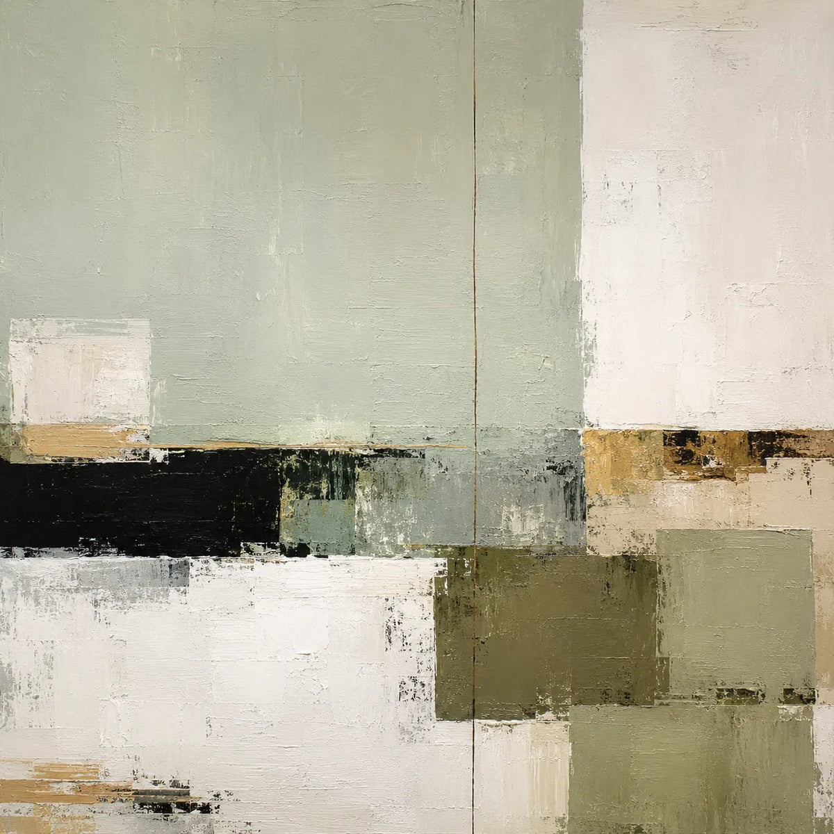 Sage Blocks Abstract Wall Art room scene 1 | Olyrel