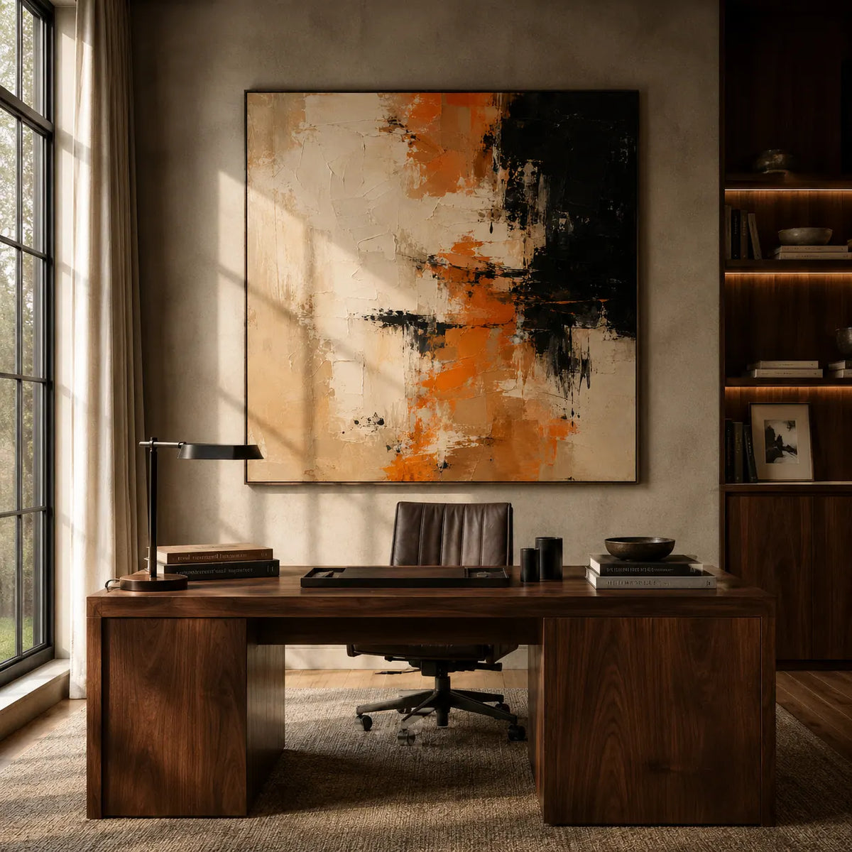 Ochre Drift Textured Wall Art room scene 3 | Olyrel