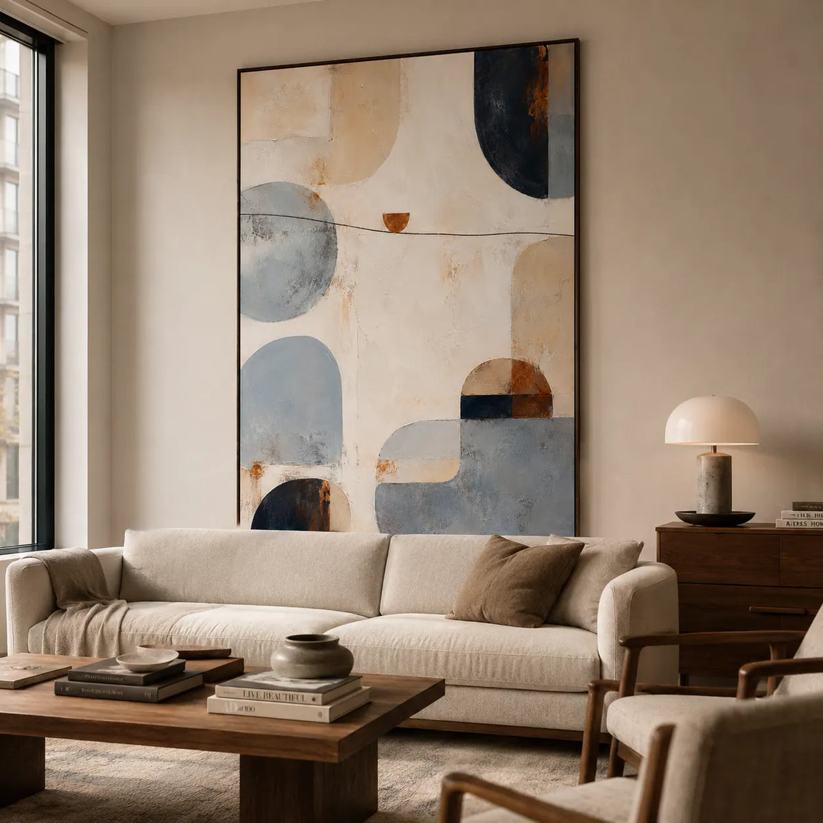 Soft Geometry Abstract Wall Art room scene 3 | Olyrel