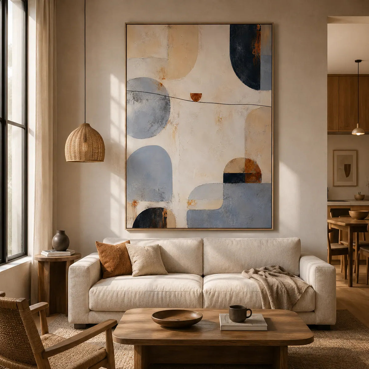 Soft Geometry Abstract Wall Art room scene 5 | Olyrel