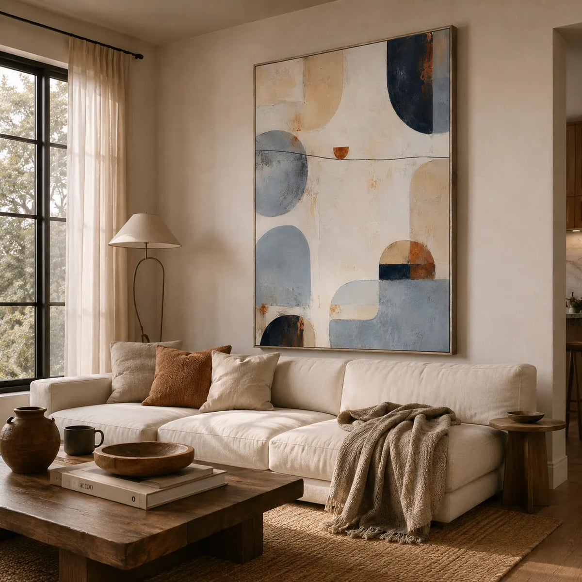 Soft Geometry Abstract Wall Art room scene 6 | Olyrel