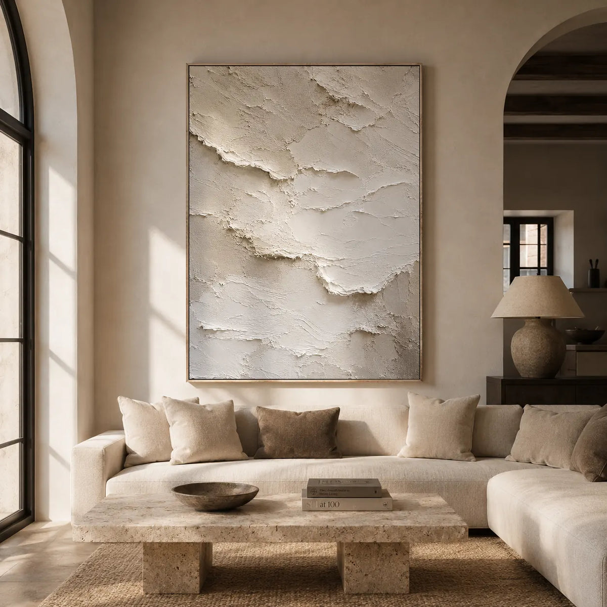 Layered Plaster Textured Wall Art room scene 3 | Olyrel