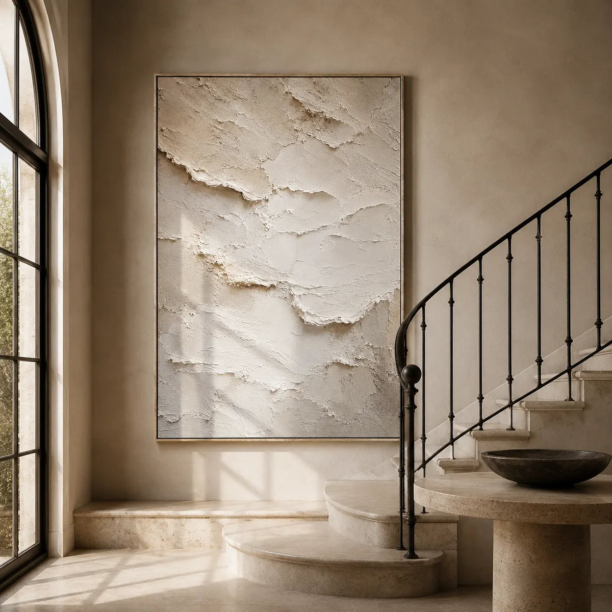Layered Plaster Textured Wall Art room scene 4 | Olyrel