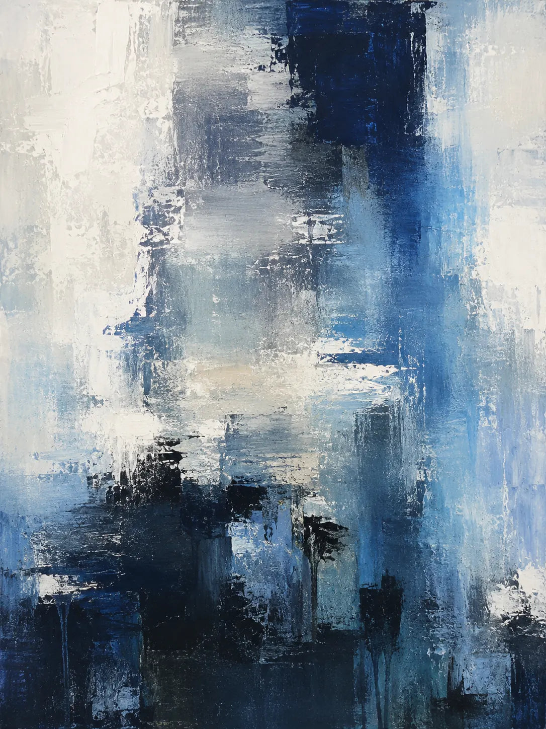 Blue Rift Abstract Wall Art room scene 1 | Olyrel