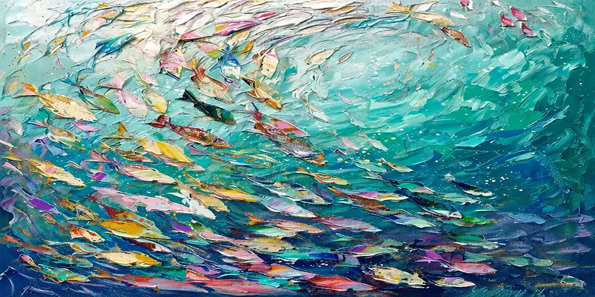 Original artwork view of Azure Shoal Ocean Wall Art | Olyrel