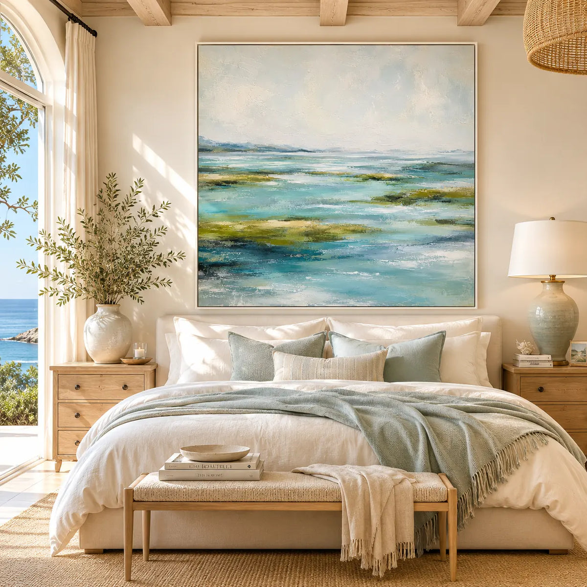 Sea Glass Landscape Wall Art room scene 4 | Olyrel
