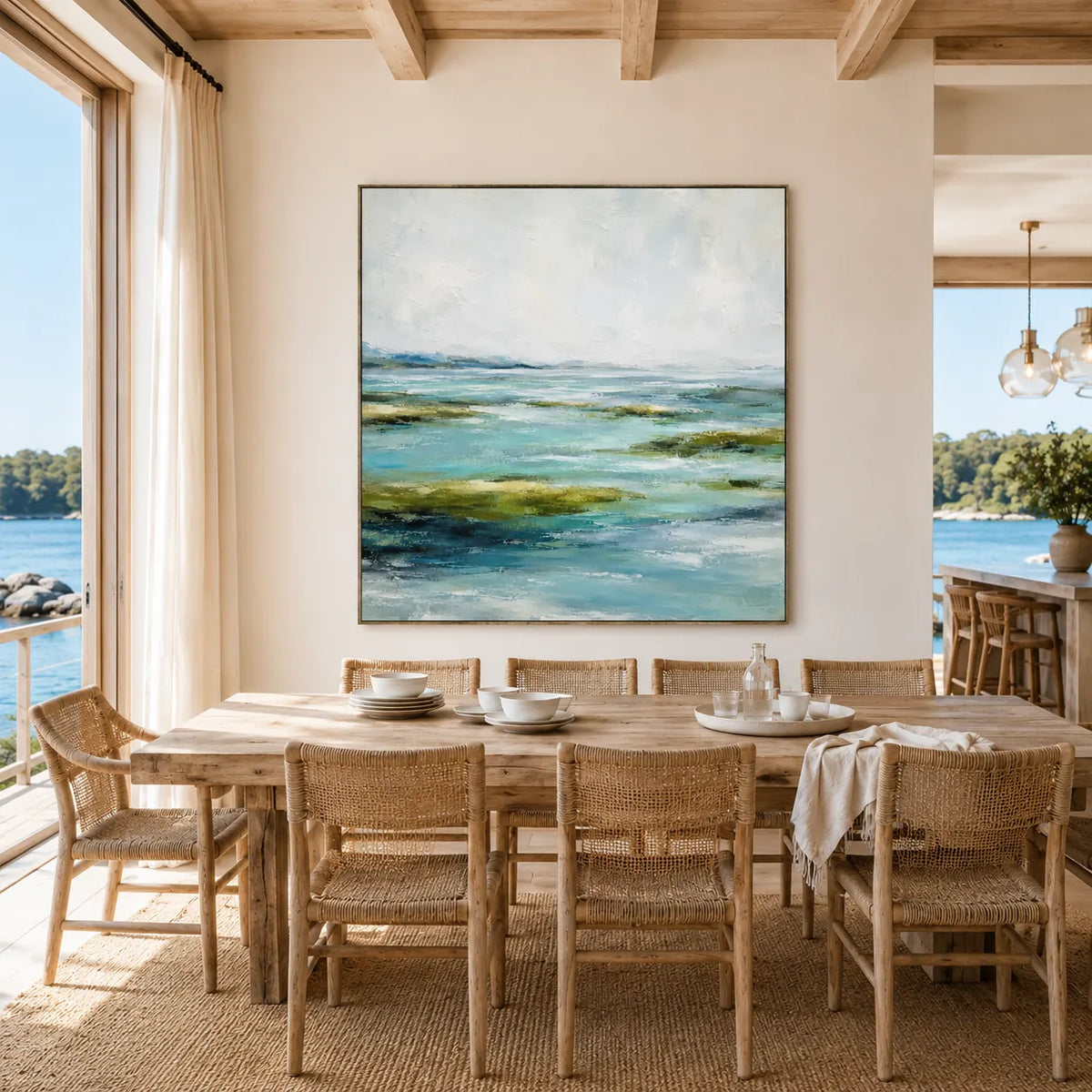 Sea Glass Landscape Wall Art room scene 6 | Olyrel