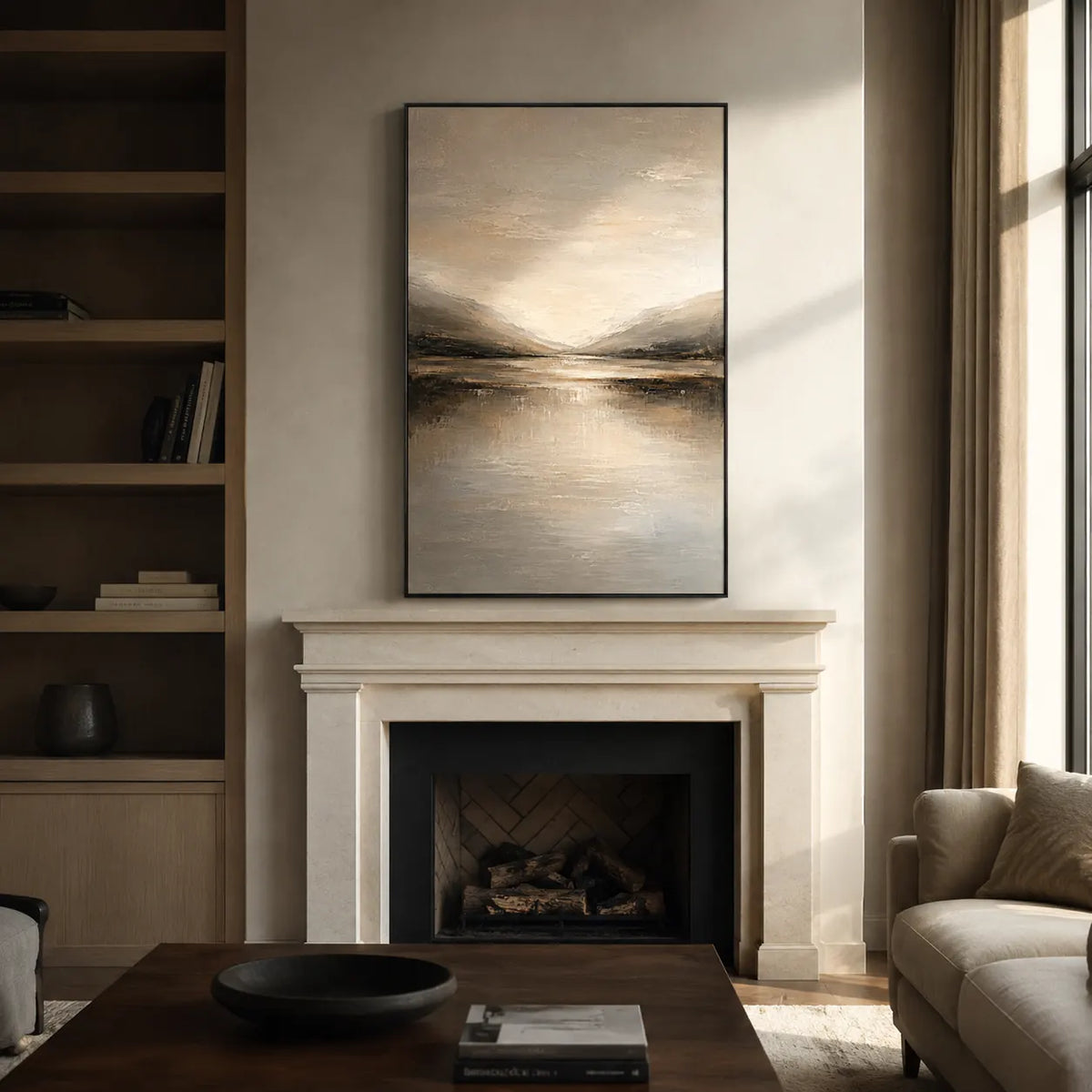 Quiet Estuary Landscape Wall Art room scene 2 | Olyrel