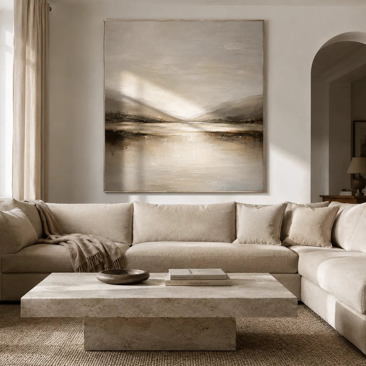 Quiet Estuary Landscape Wall Art room scene 4 | Olyrel