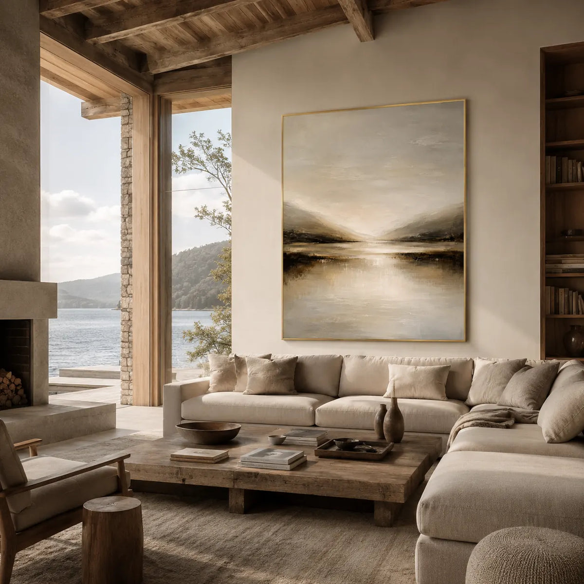 Quiet Estuary Landscape Wall Art room scene 5 | Olyrel