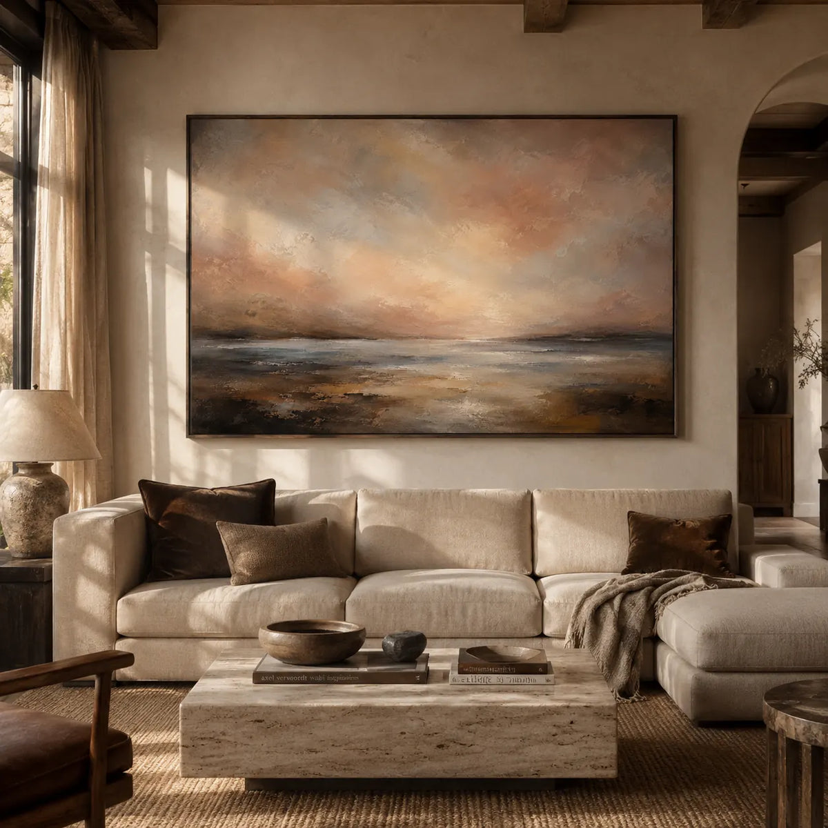 Rosewater Horizon Landscape Wall Art room scene 2 | Olyrel