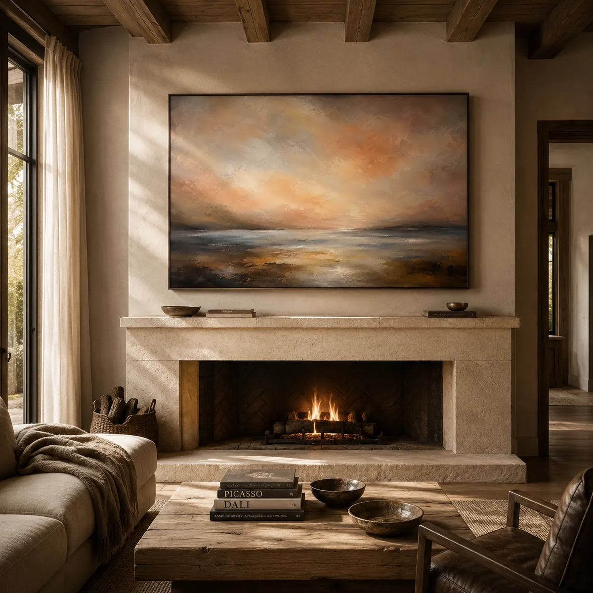 Rosewater Horizon Landscape Wall Art room scene 4 | Olyrel