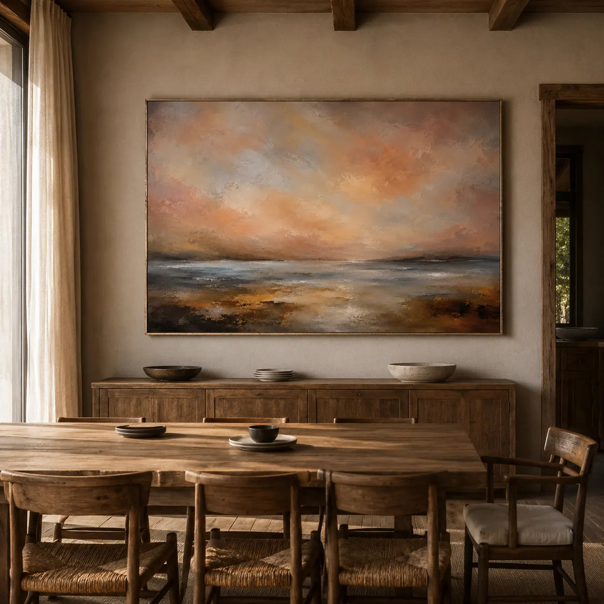 Rosewater Horizon Landscape Wall Art room scene 6 | Olyrel
