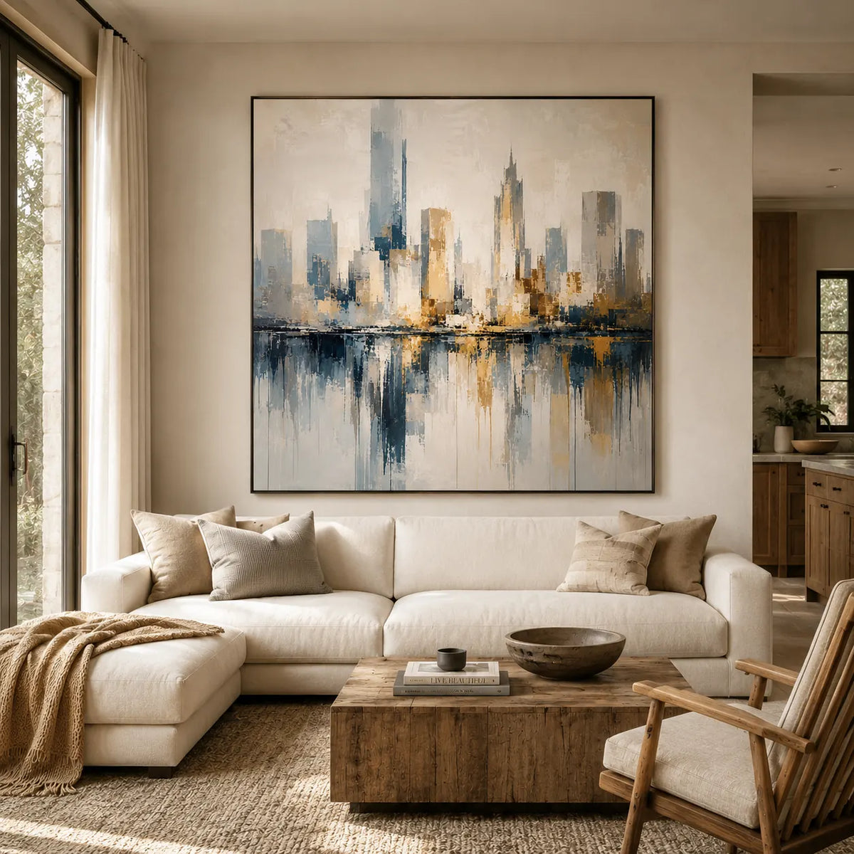 Harbor Skyline Cityscape Wall Art room scene 2 | Olyrel