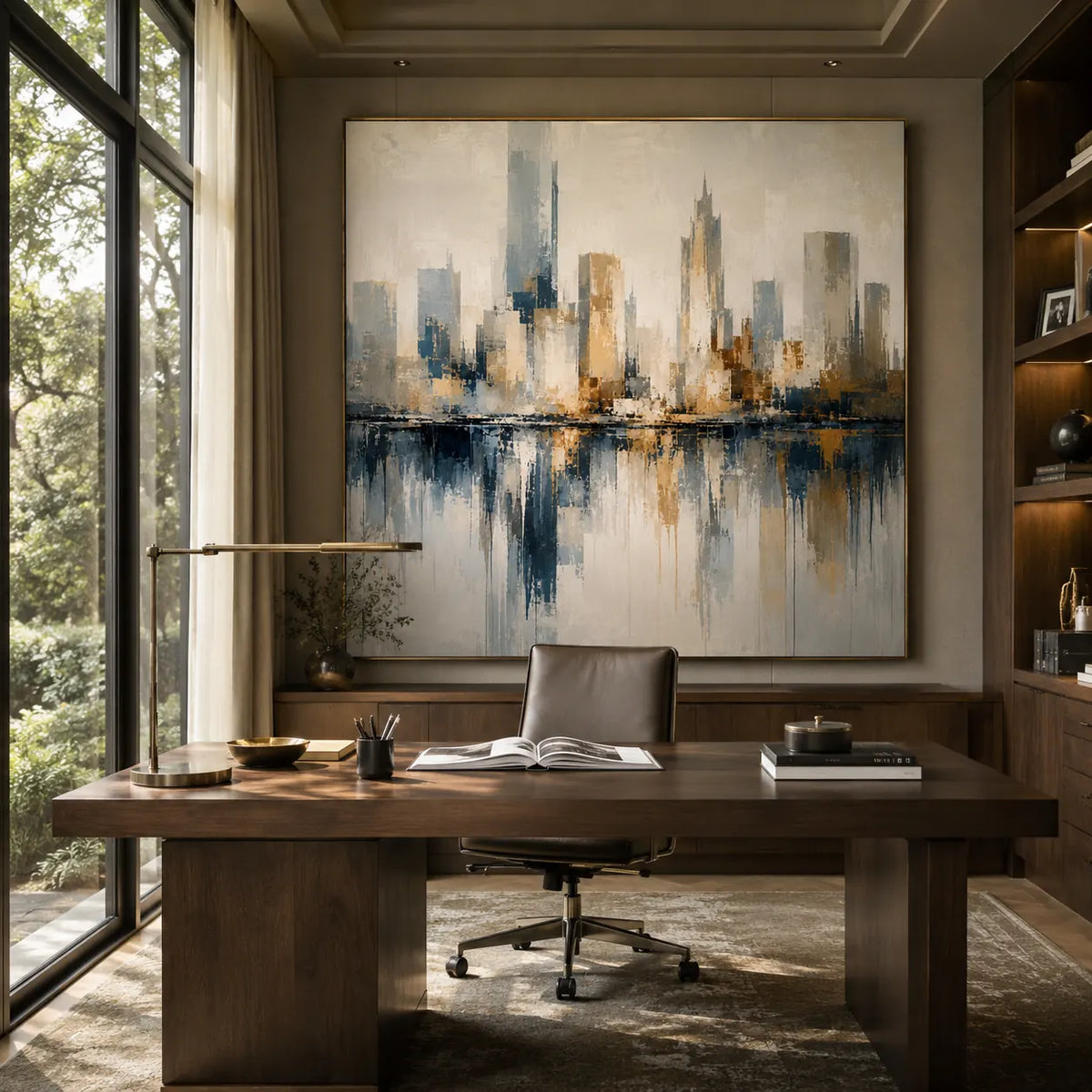 Harbor Skyline Cityscape Wall Art room scene 3 | Olyrel