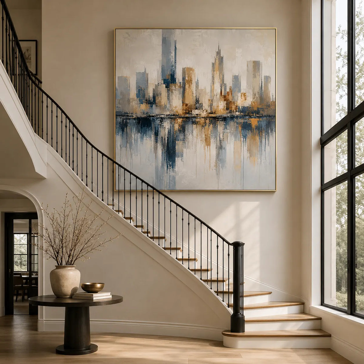 Harbor Skyline Cityscape Wall Art room scene 5 | Olyrel