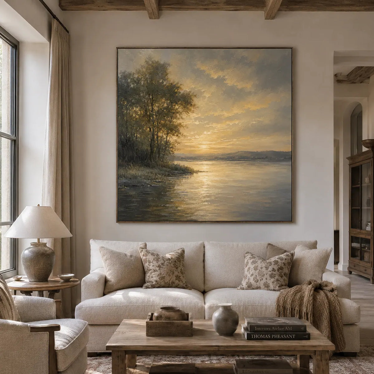 Golden Shore Landscape Wall Art room scene 3 | Olyrel