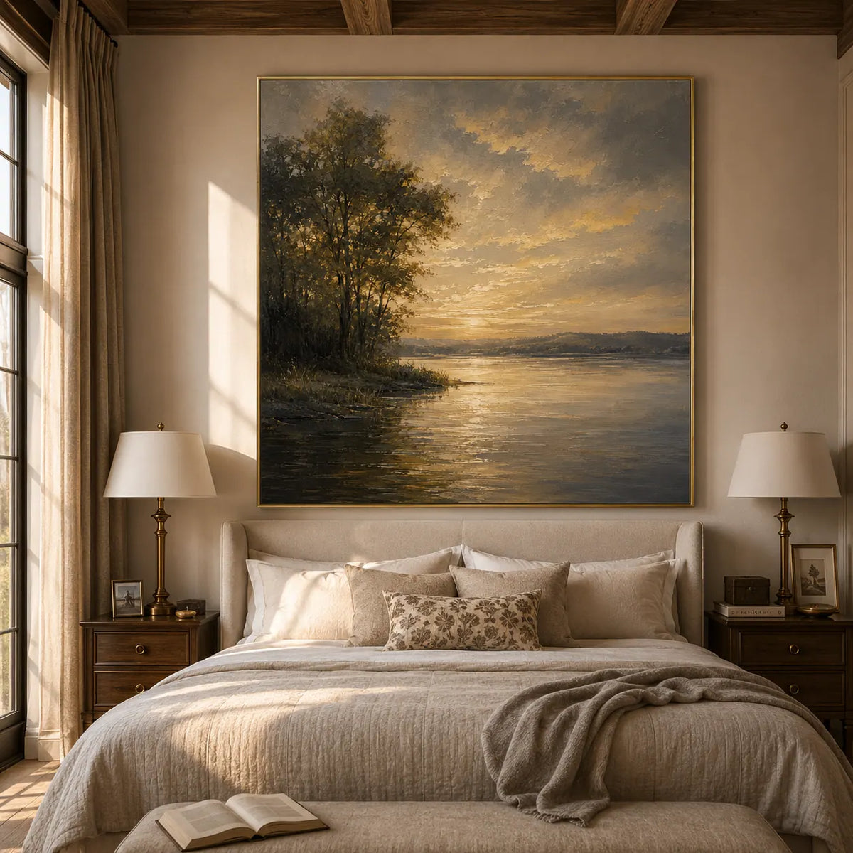 Golden Shore Landscape Wall Art room scene 5 | Olyrel