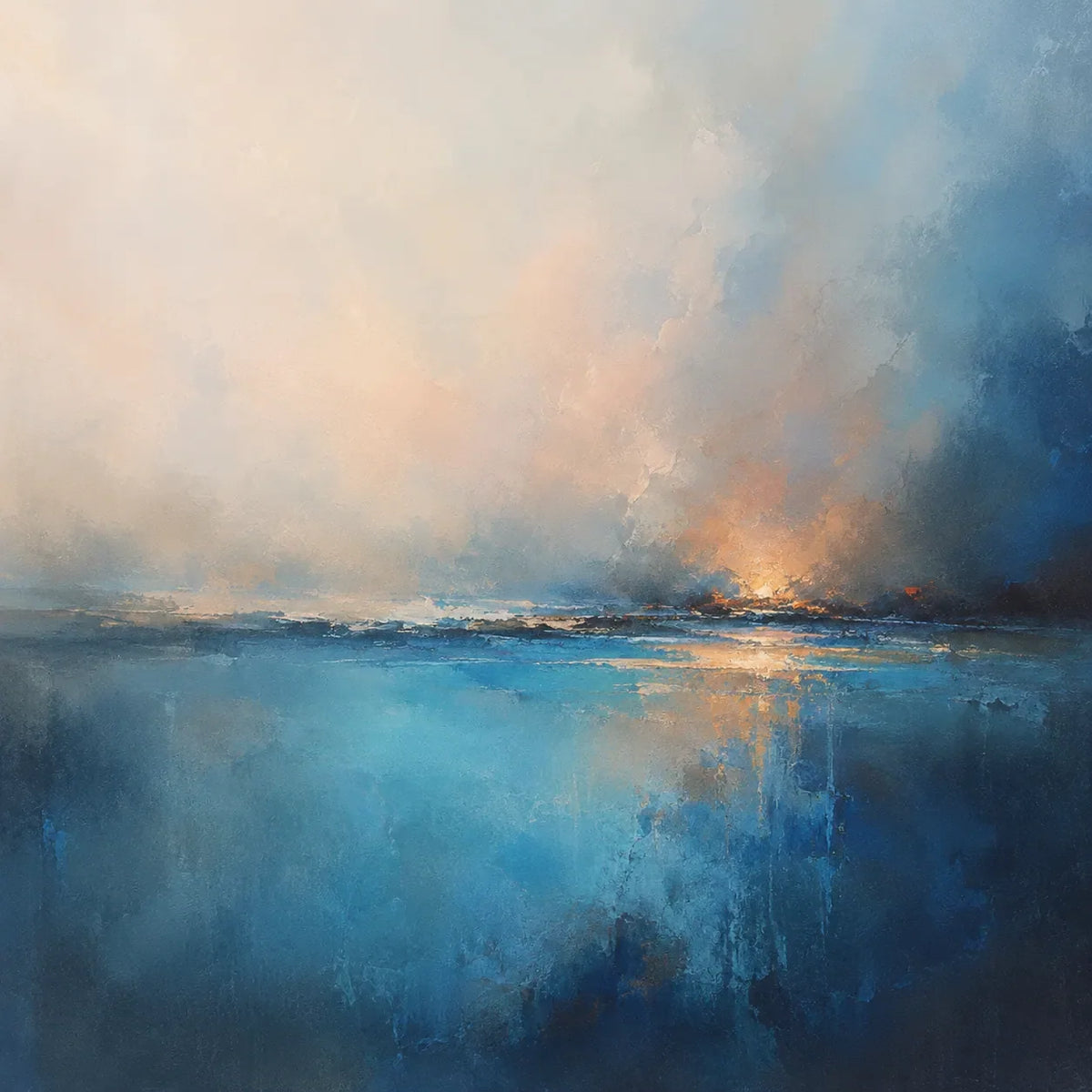 Blue Rain Seascape Wall Art room scene 1 | Olyrel
