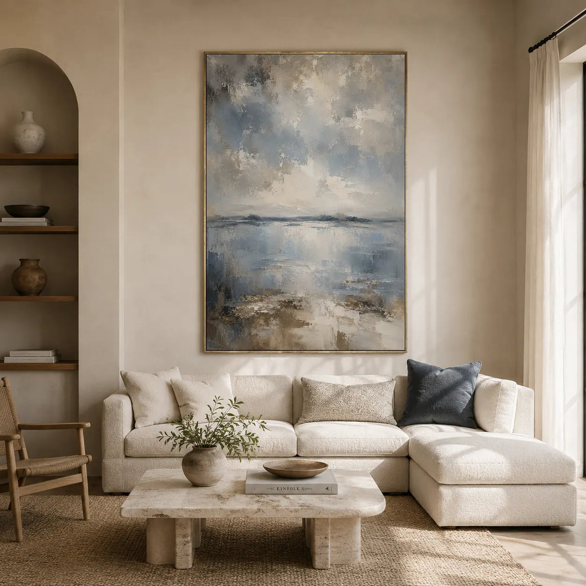Silver Mist Seascape Wall Art room scene 2 | Olyrel