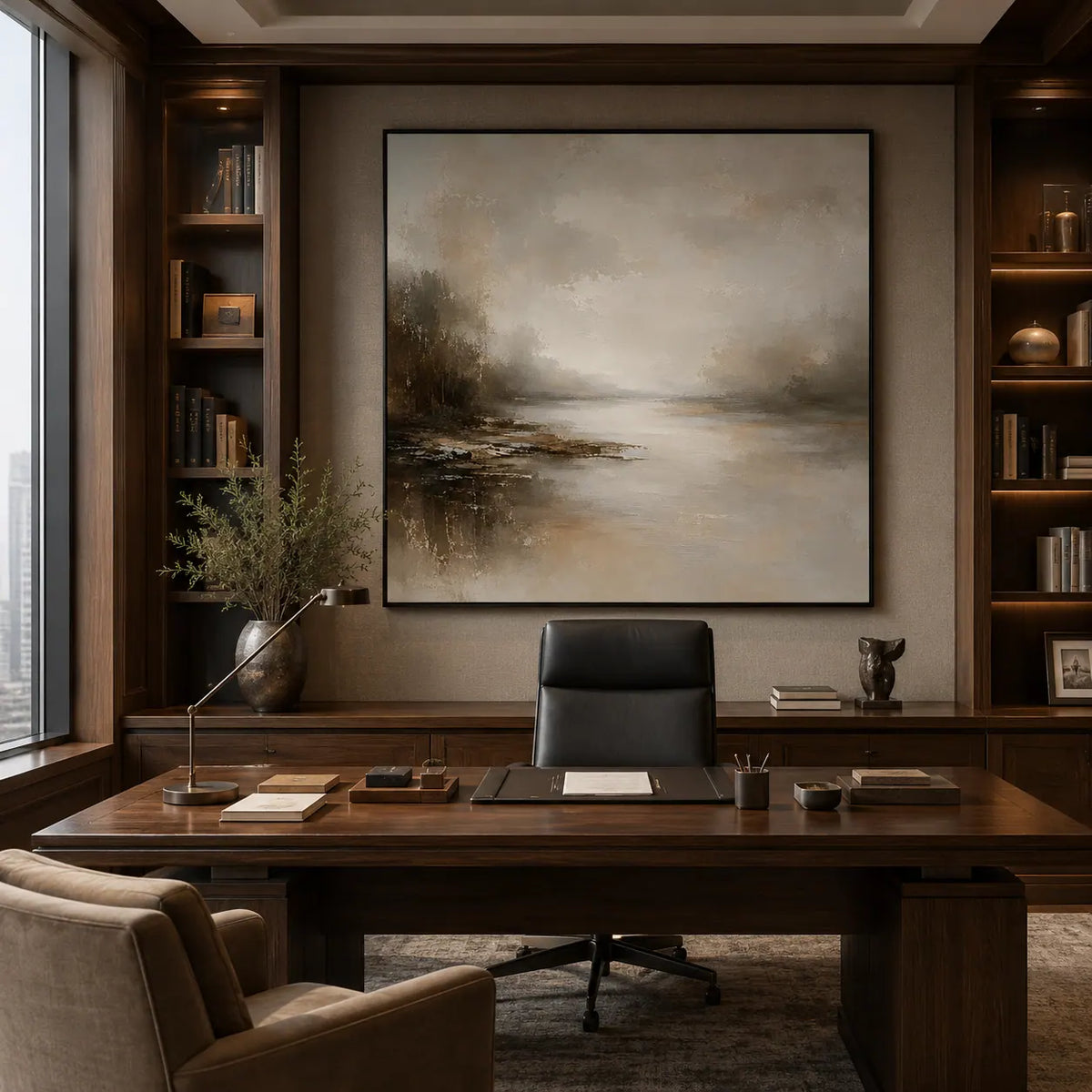Soft Harbor Landscape Wall Art room scene 6 | Olyrel