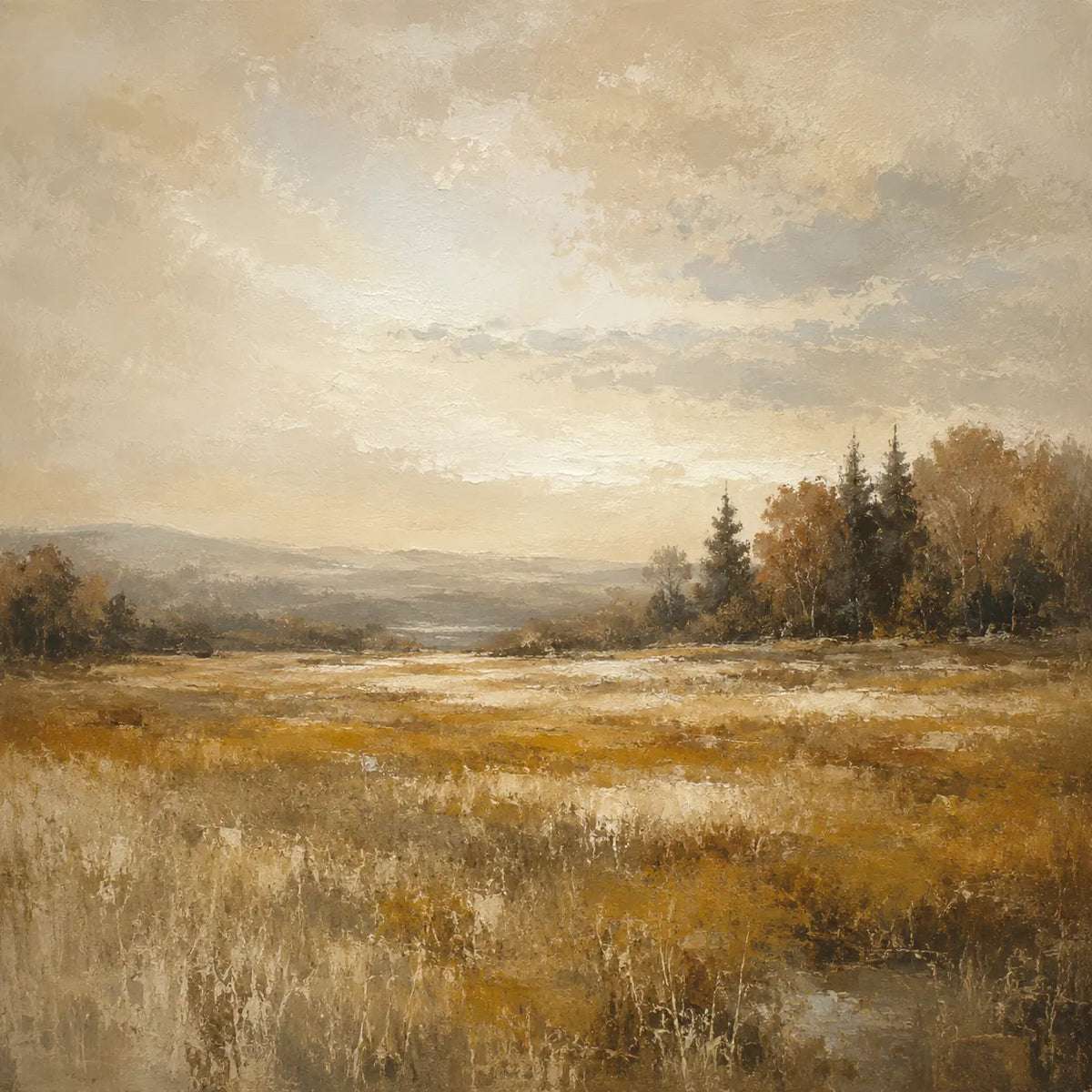 Ochre Field Landscape Wall Art room scene 1 | Olyrel