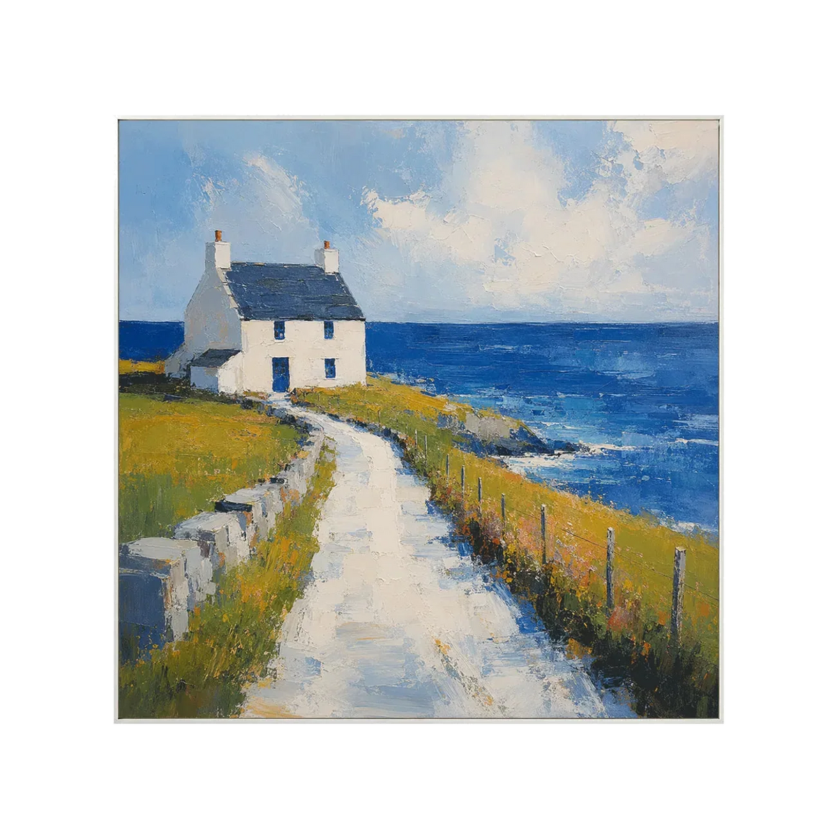 Blue Cottage Coastal Wall Art | Olyrel